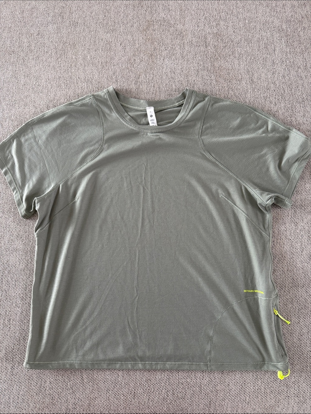 lululemon athletica Olive Green Crew Neck Athletic Top